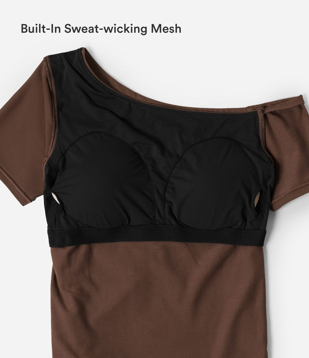 T-shirt casual Halara en jersey de coton asymétrique brassière intégrée bonnets B à DD