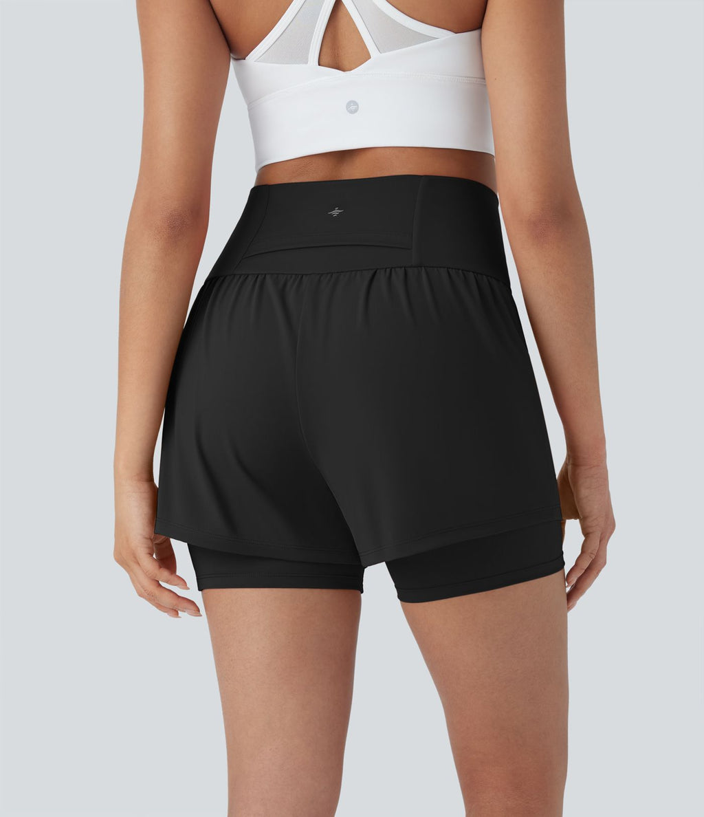 Short de yoga 2-en-1 SoftlyZero™ Airy taille très haute effet frais InstantCool 12,5 cm avec poches