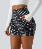 Short 8 cm taille haute froncé à pois avec poches