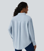 Chemise casual denim en lyocell manches longues avec poches