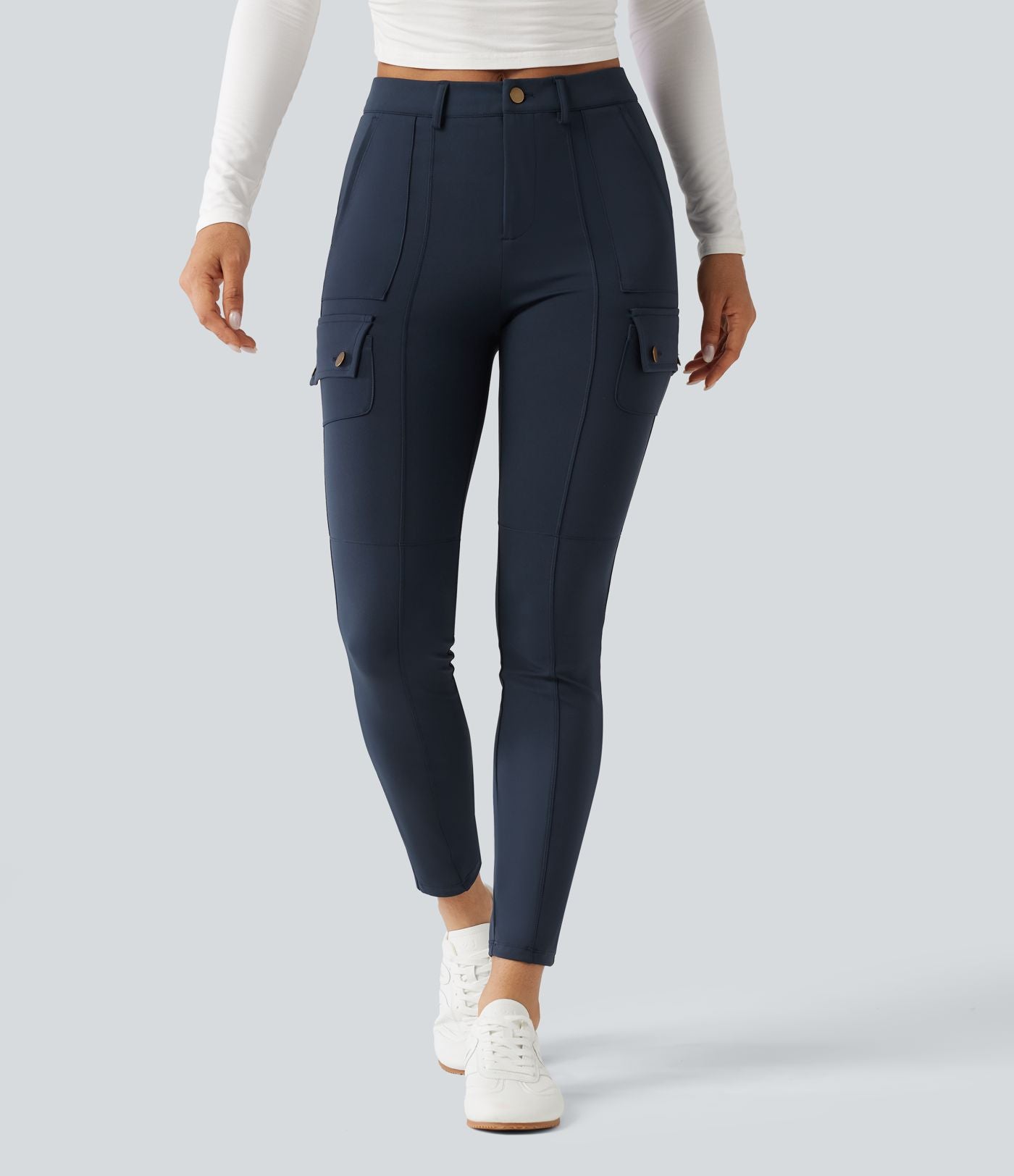 Pantalon cargo DayStretch taille haute galbant effet liftant fessiers avec poches