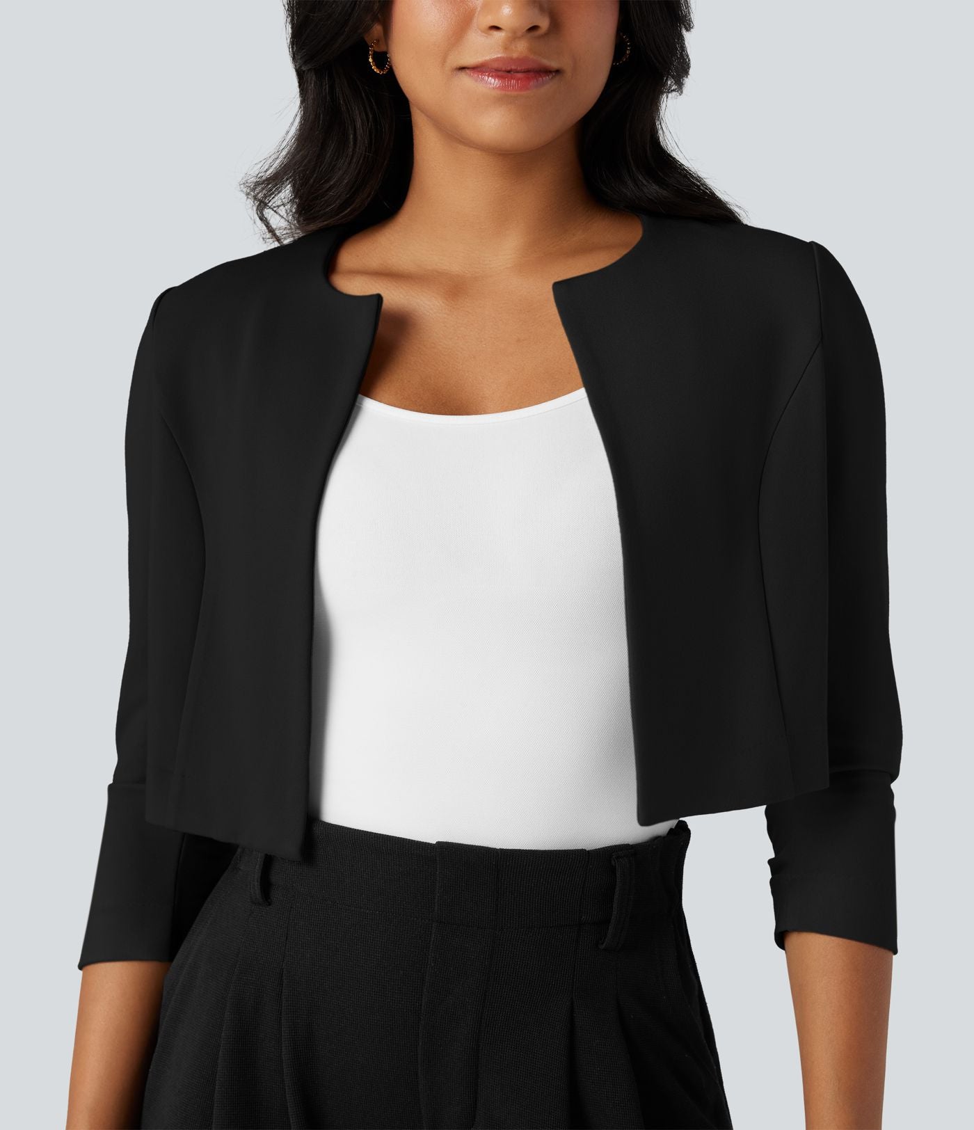 Blazer de travail court col rond manches 3/4