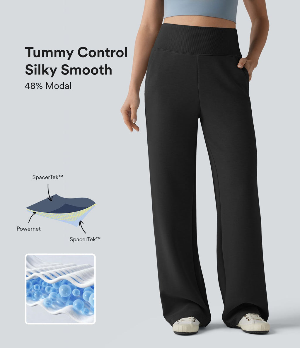 SpacerTek™ Jogging casual large taille haute ventre plat avec poches