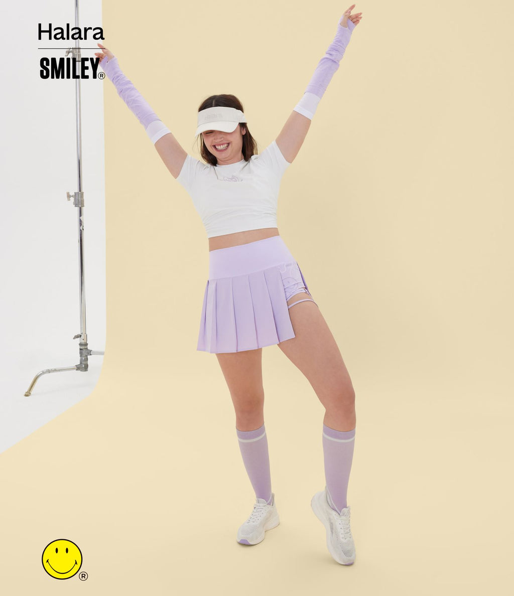 Jupe mini de danse plissée 2-en-1 Halara X Smiley® Breezeful™ taille haute à ourlet asymétrique séchage rapide avec poches