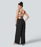 Breezeful™ Combinaison Casual Dos Nu Croisé avec Lacets et Poches Latérales à Séchage Rapide