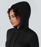 Robe midi décontractée SpacerTek™ fendue manches longues avec capuche