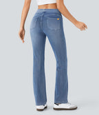 Halara Flex™ Jean bootcut décontracté extensible délavé taille haute à poches multiples