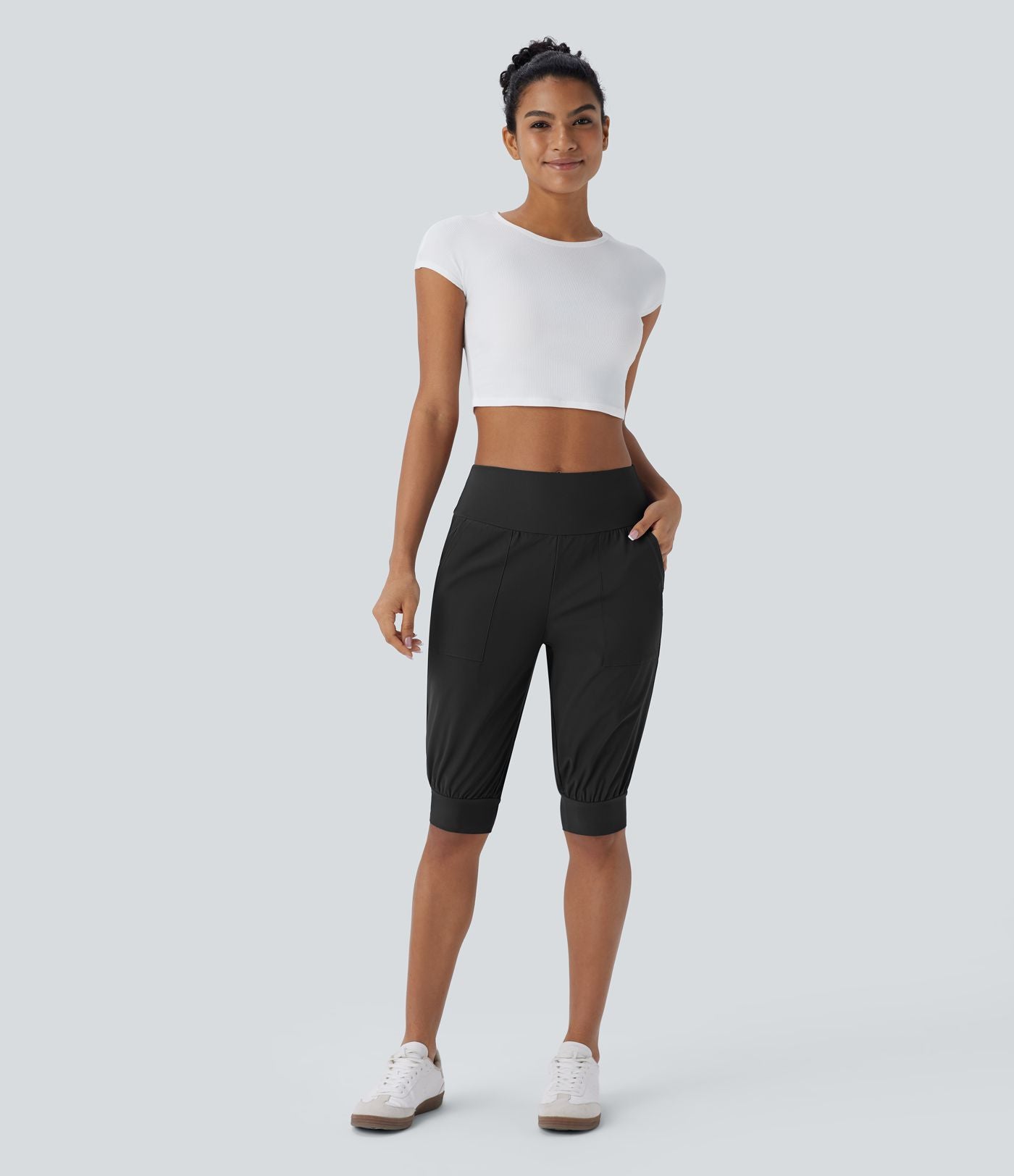 Short décontracté taille haute avec poches latérales