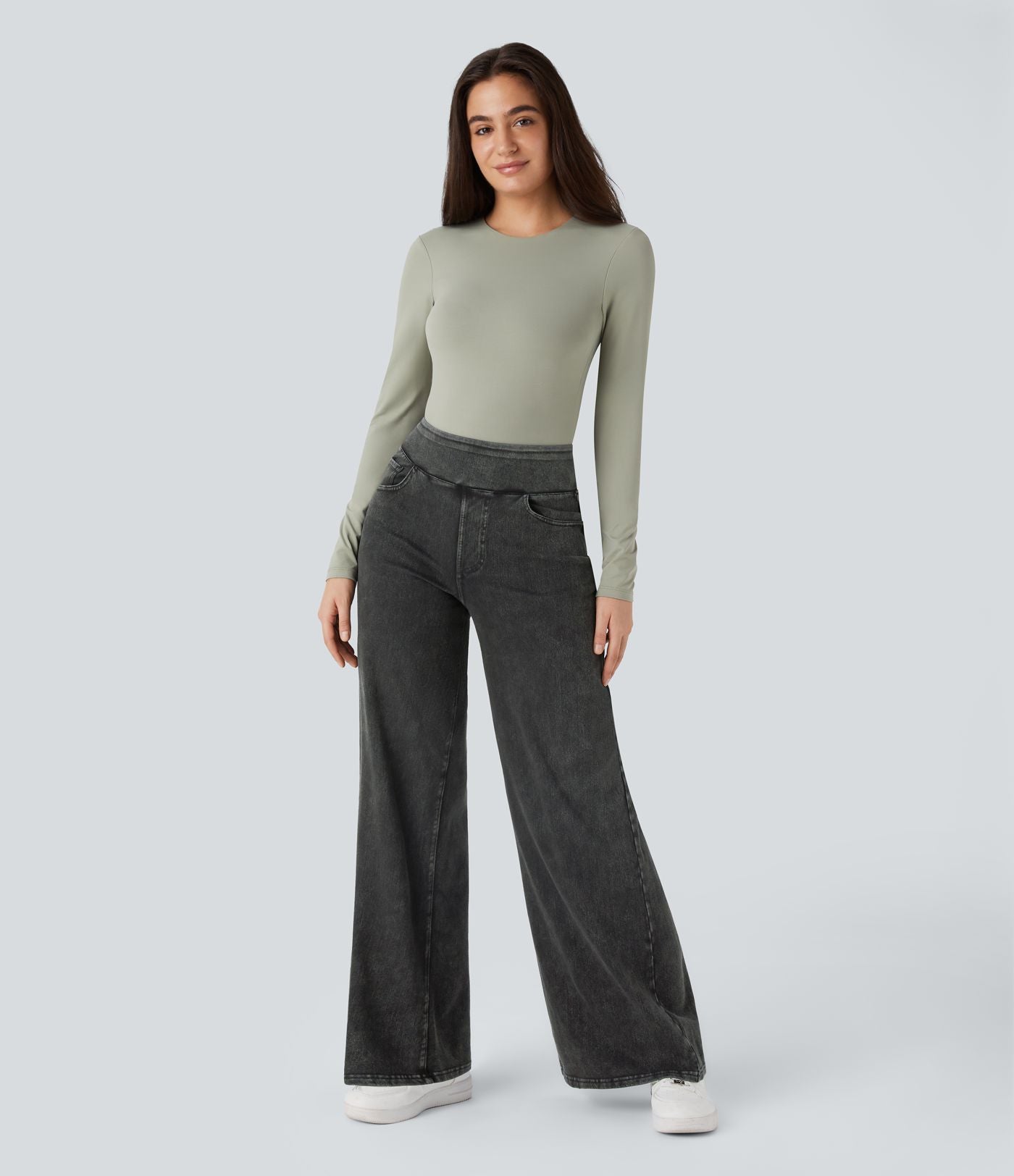 Halara Flex™ Denim Heat Jean large casual taille haute avec poches