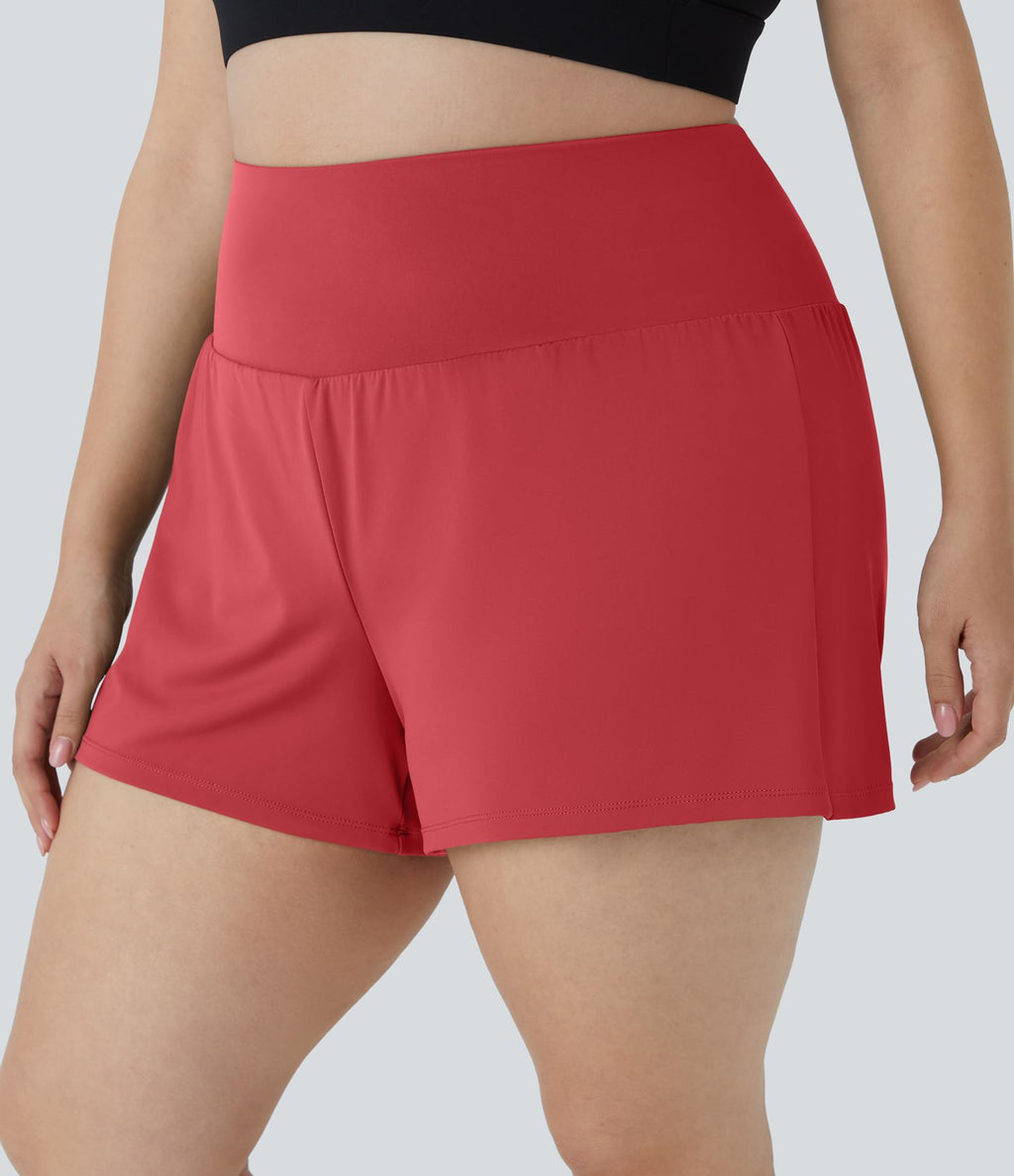 Short 8,8cm Sport Grande Taille 2 en 1 avec Poches Arrière et Poches Latérales Cachées