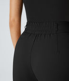 Pantalon de travail Halara Flex™ droit froncé avec poche zippée, taille haute