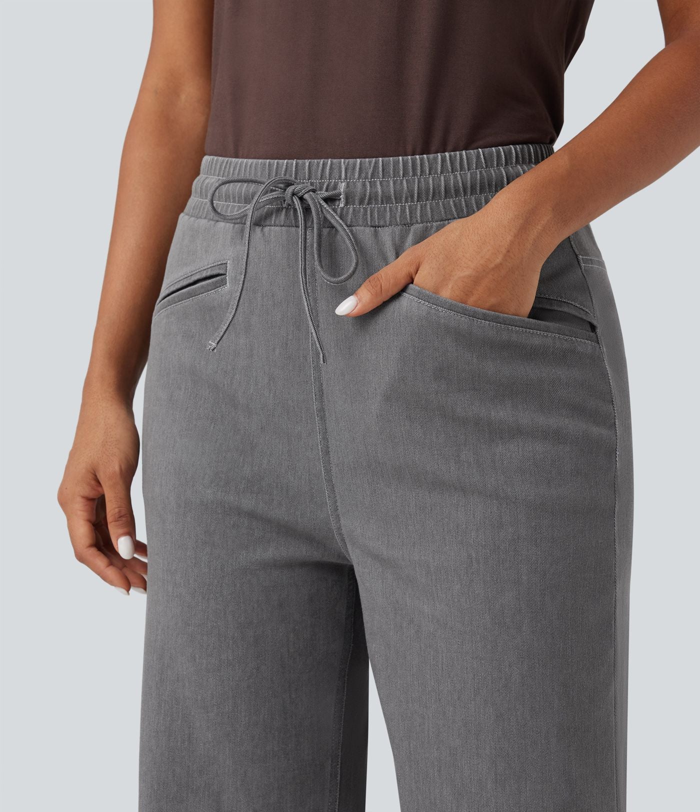 Jean Halara Flex™ taille haute large à cordon de serrage en maille extensible effet frais InstantCool avec poches