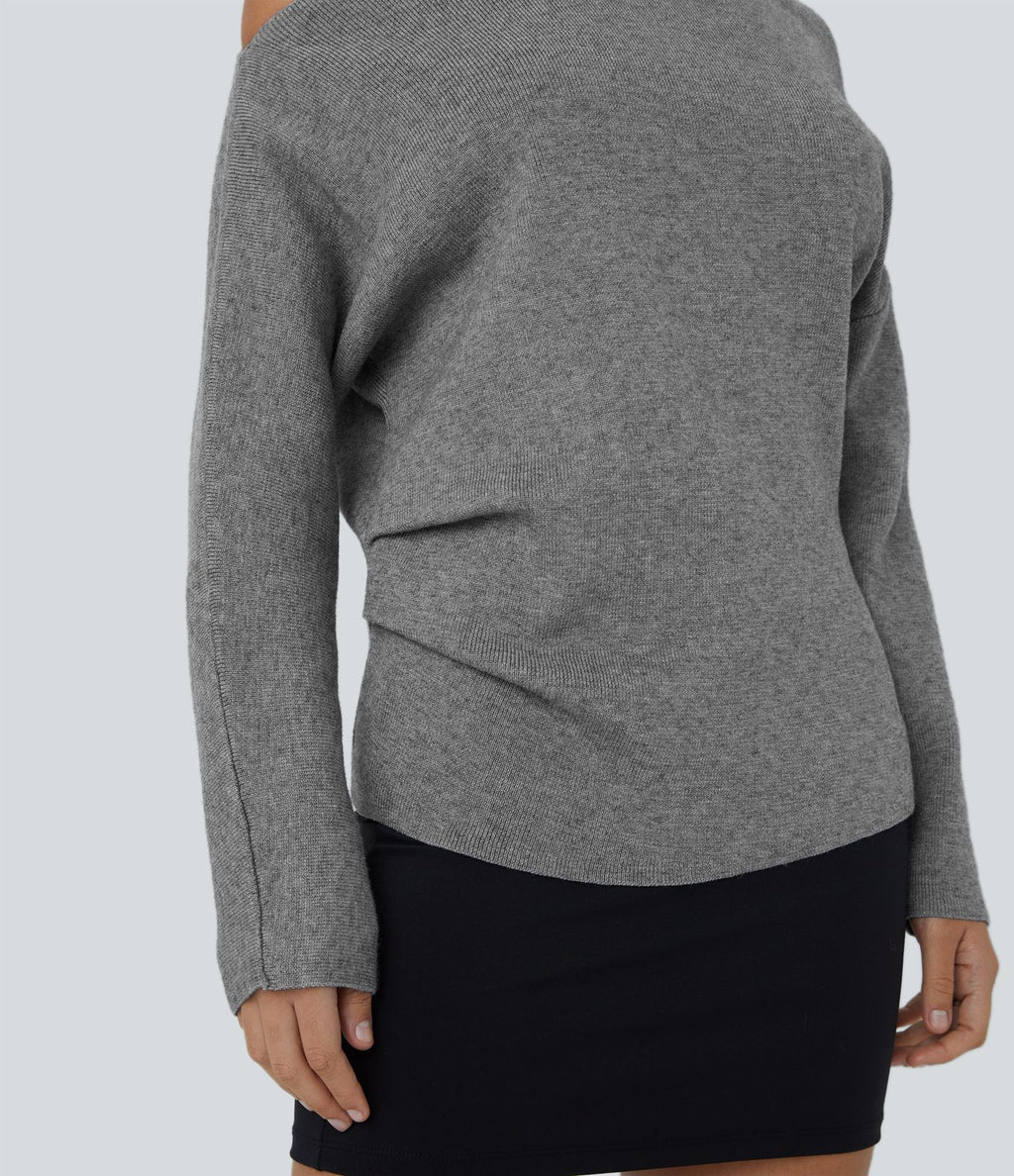 Pull de travail à épaules dénudées, manches longues et fente