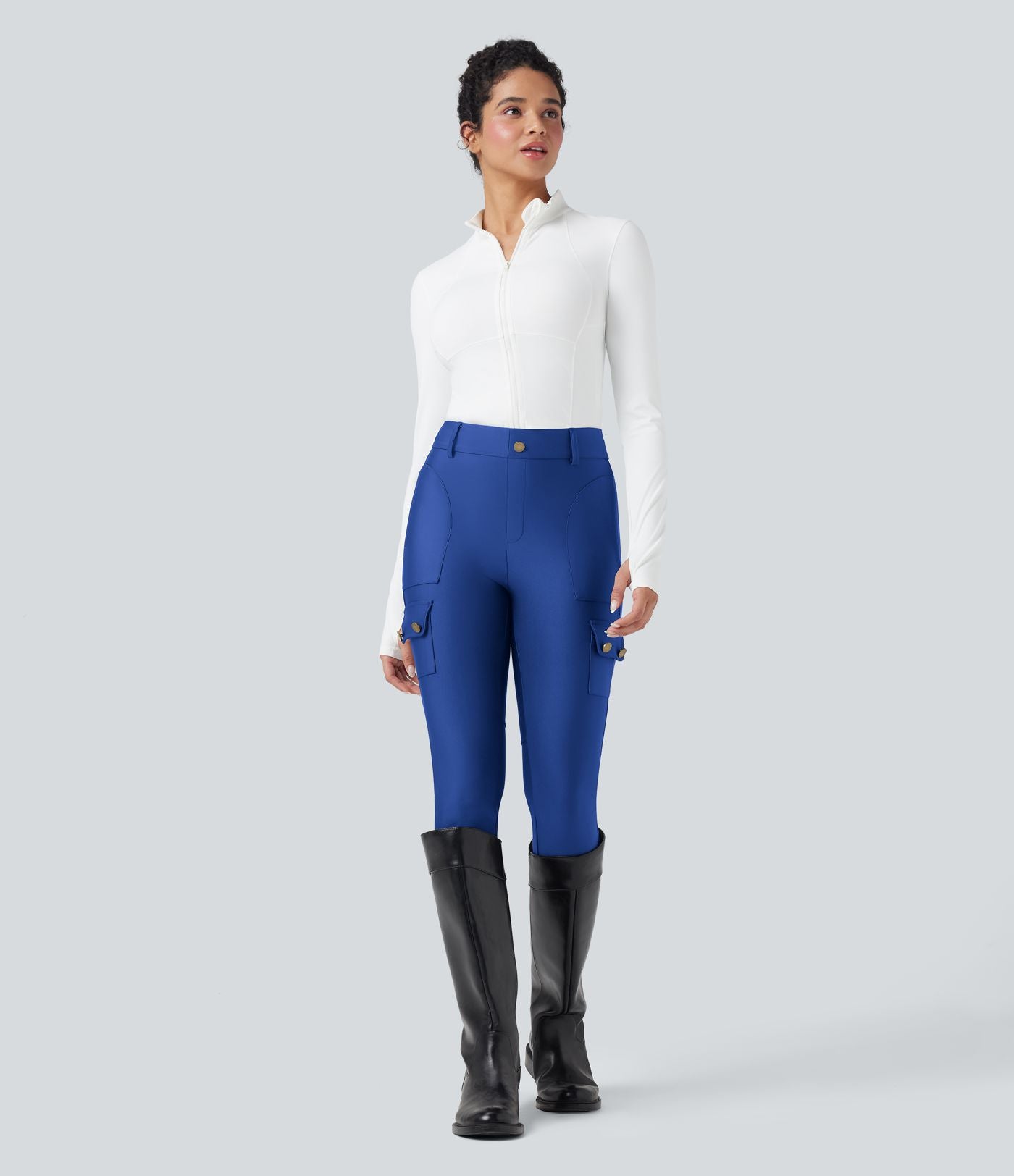 Legging 7/8 brillant taille haute avec poches