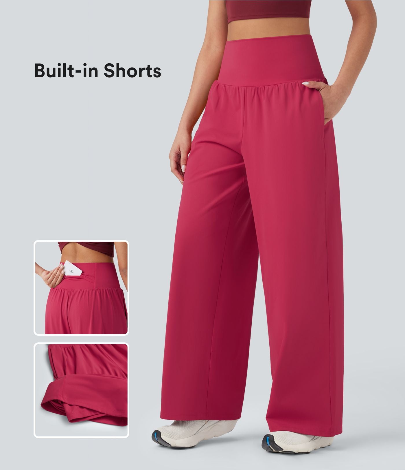 Pantalon yoga 2-en-1 SoftlyZero™ Airy taille très haute coupe droite effet frais InstantCool avec poches