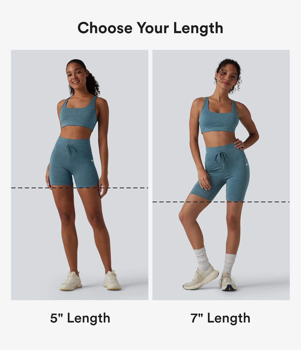 Short cycliste de yoga Halara UltraSculpt™ chiné, taille haute, cordon de serrage, séchage rapide, 12,5 cm, avec poches