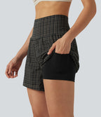 Short de yoga 2-en-1 Halara UltraSculpt™ taille très haute 12,5 cm à carreaux avec poches