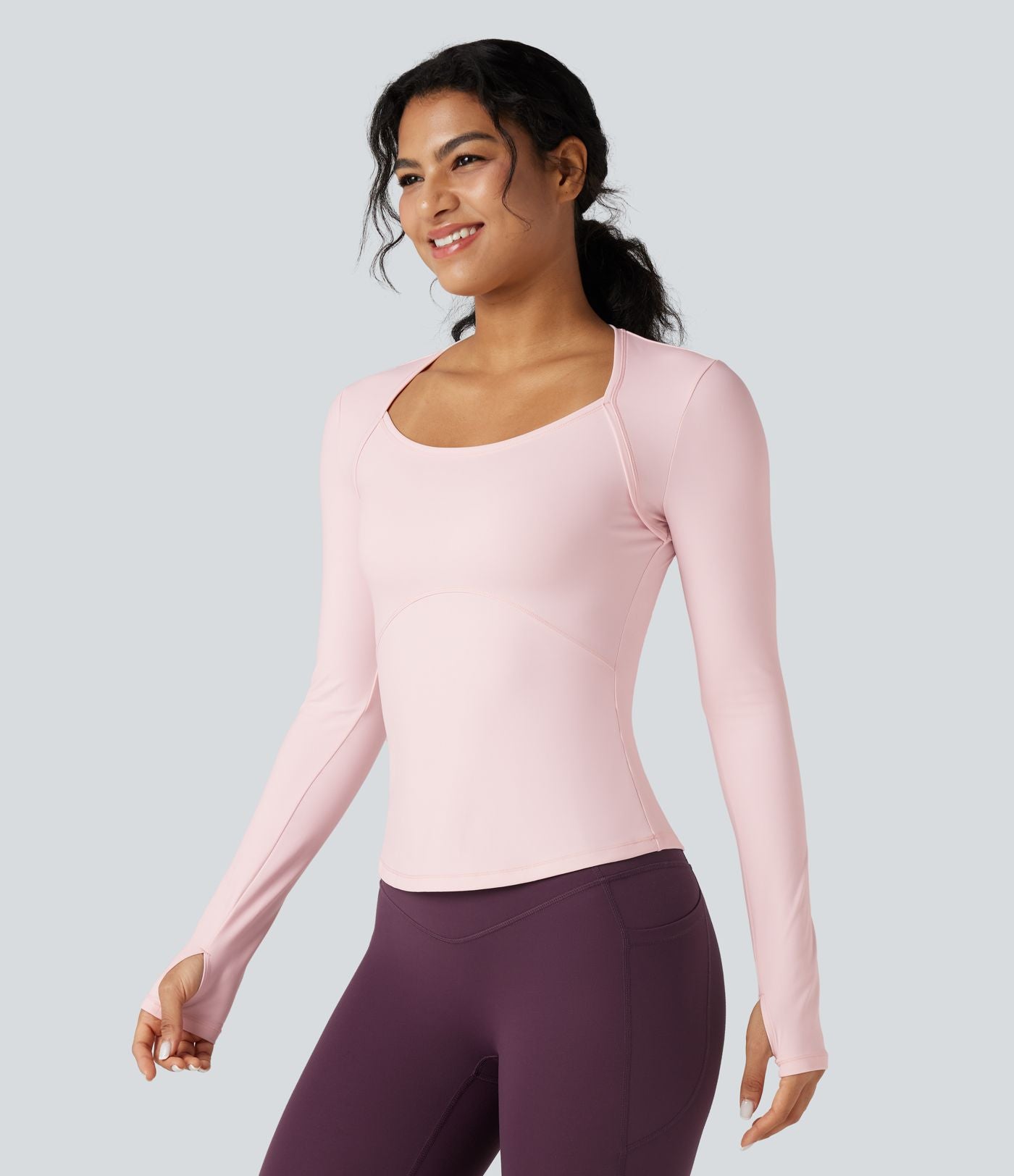 Top de sport yoga SoftlyZero™ Plush manches longues avec trous pouces