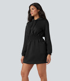 Robe active SpacerTek™ mini à capuche, manches longues, avec cordon de serrage et poches