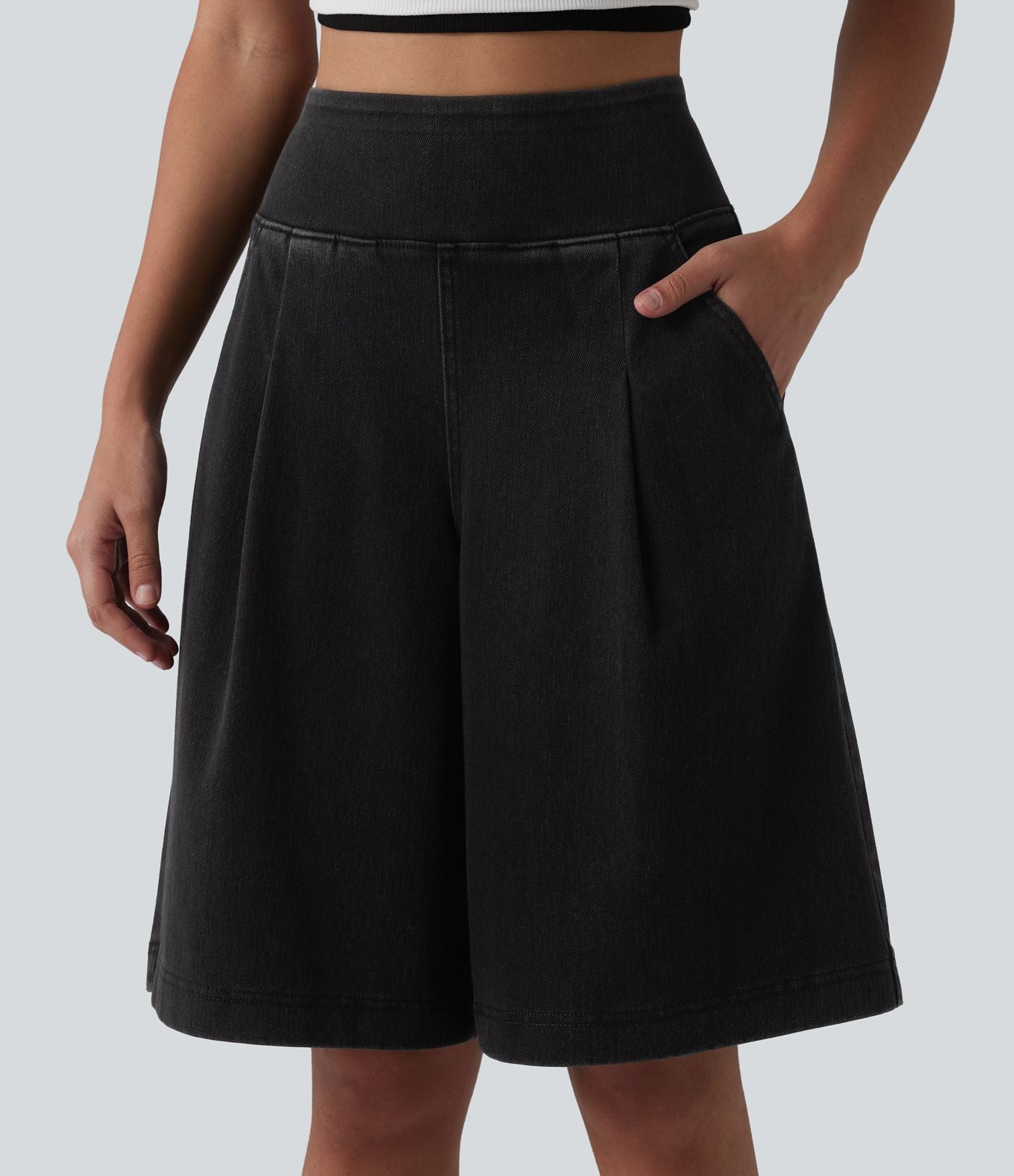 Halara Flex™ Short ample en jean décontracté taille haute 25 cm avec poches