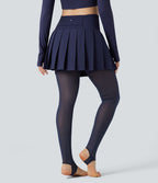Legging à jupe étrier danse Breezeful™ 2-en-1 taille haute plissé résille contrastante séchage rapide avec poches