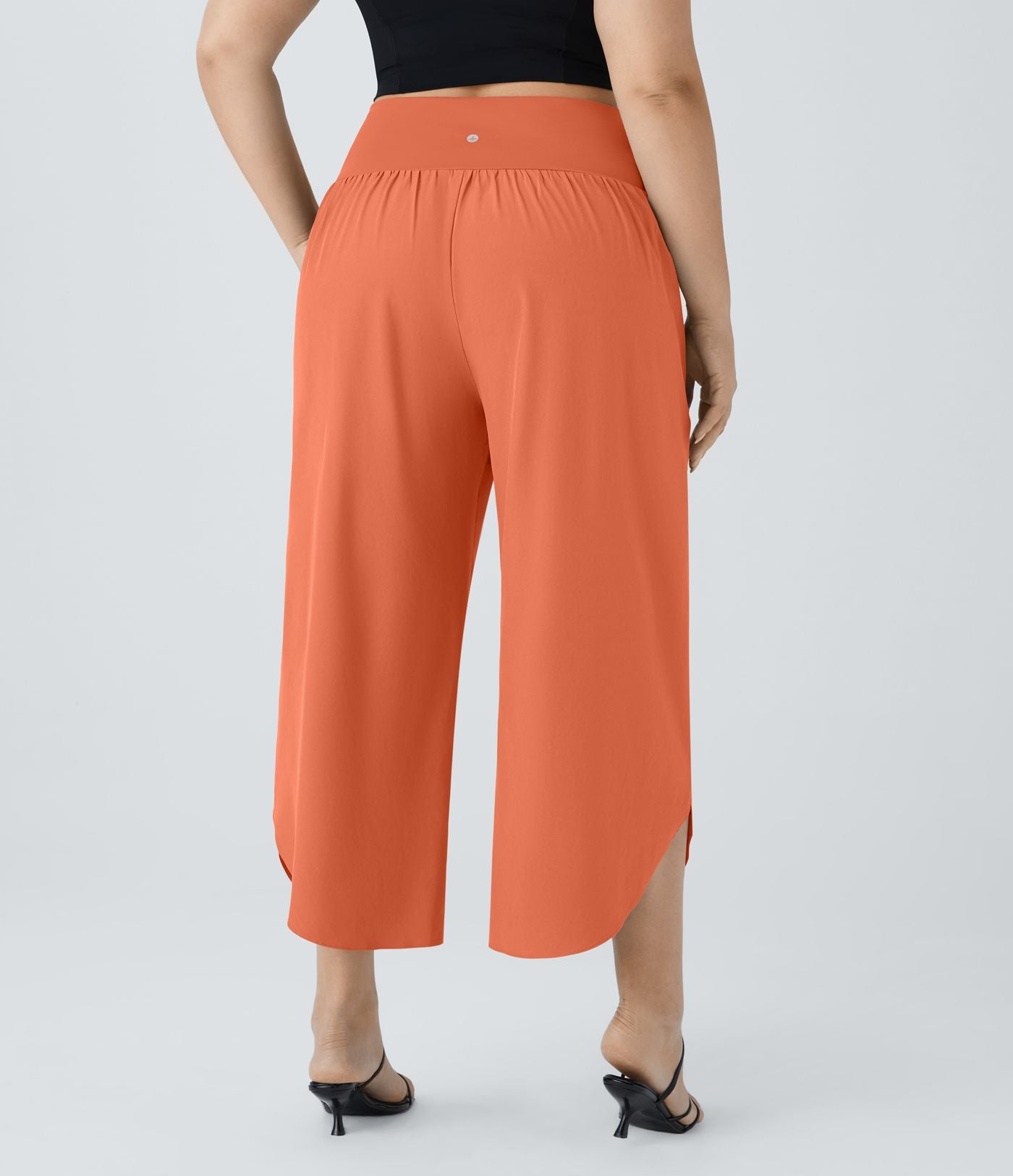 Breezeful™ Pantalon de Vacances Grande Taille Taille Haute avec Découpe Croisée Plissé Poche Latérale Fente et Séchage Rapide