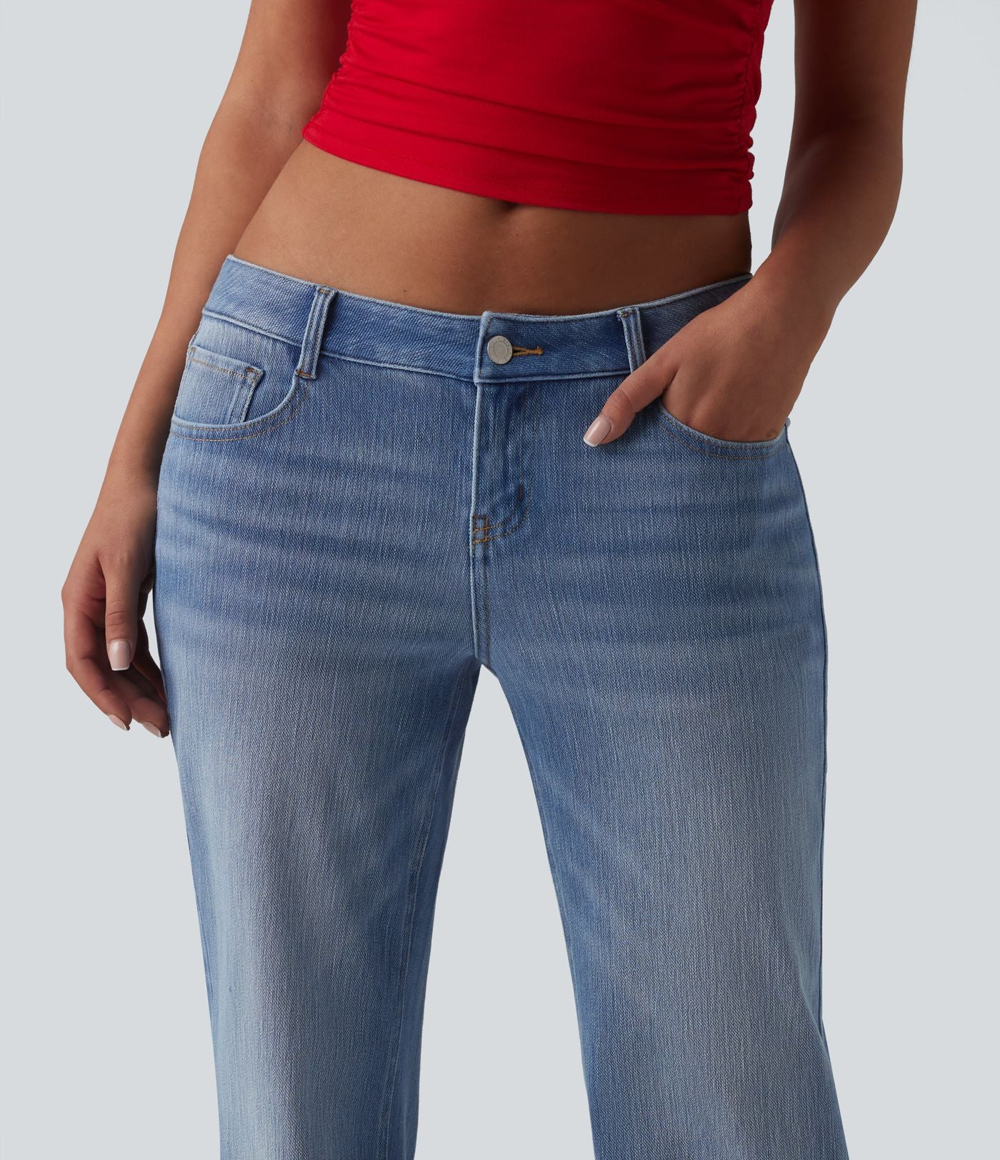 Halara Flex™ Jean droit casual taille basse avec poches