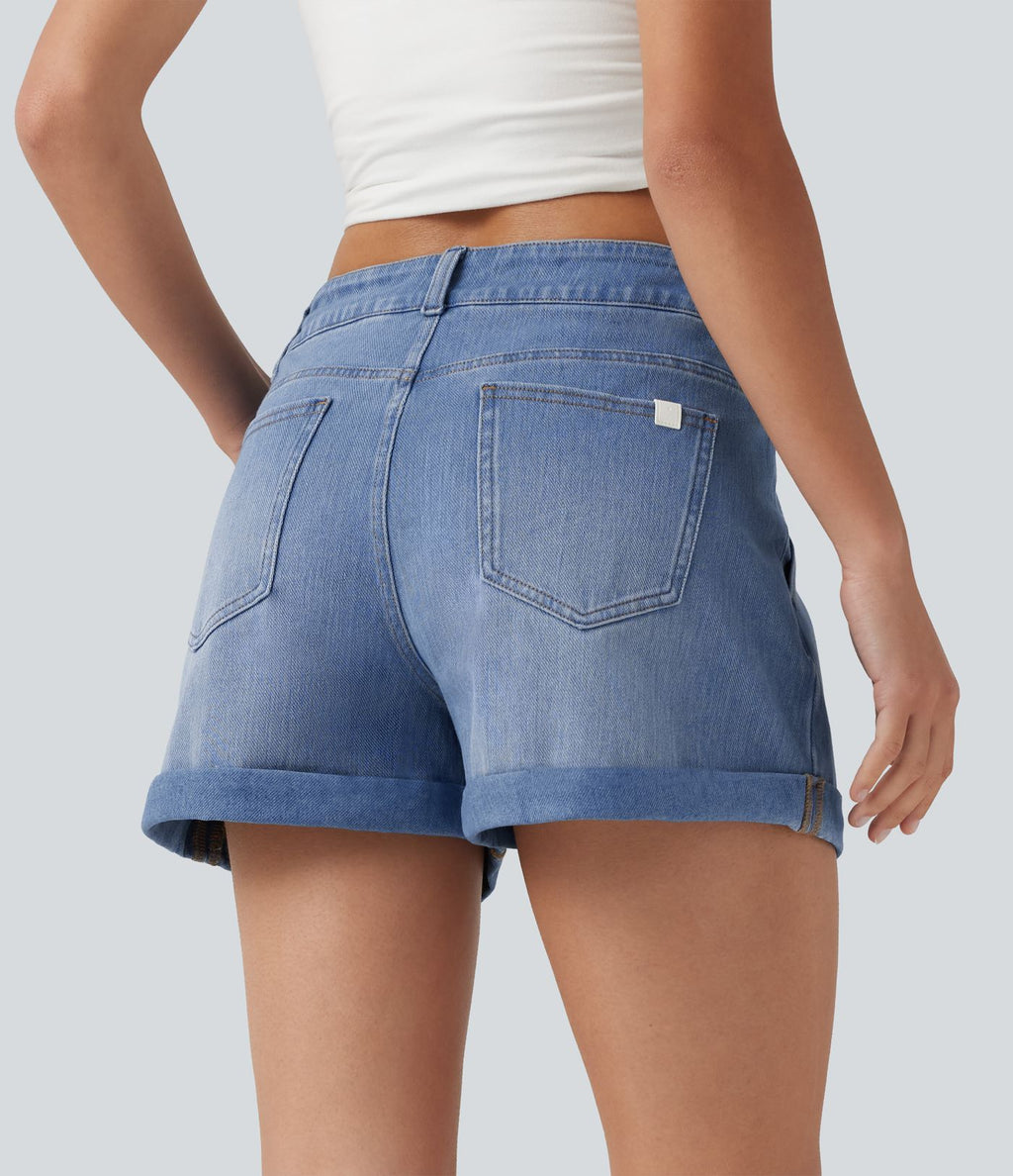Short en jean Halara Flex™ taille basse décontracté 7,5 cm avec poches