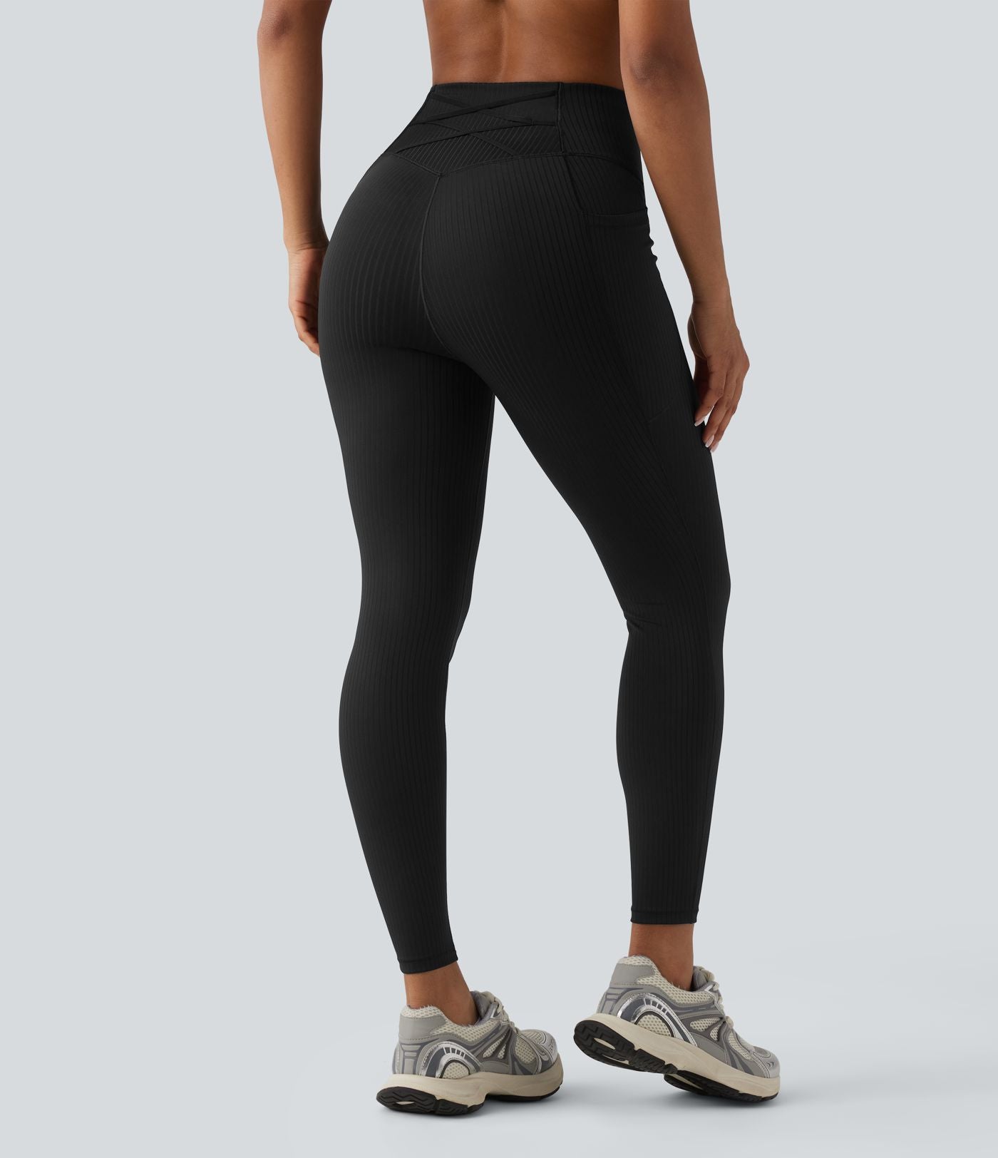 Legging taille haute gainant côtelé avec poches