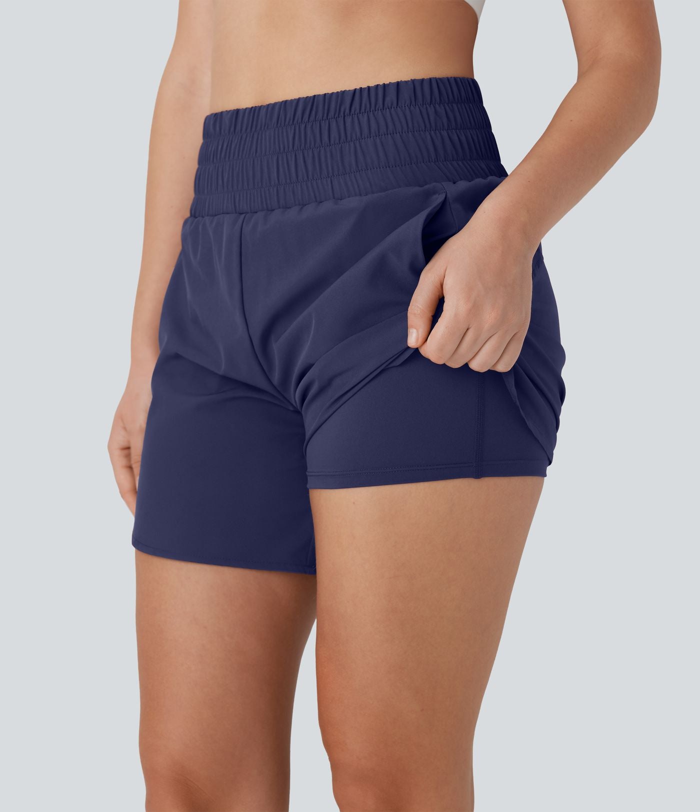 Short de course 2-en-1 Breezeful™ taille haute, poches multiples, ourlet arrondi, séchage rapide 12,5 cm - Longueur prolongée