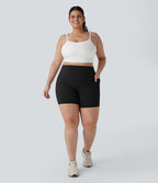 Short cycliste 17,5 cm d'entraînement gainant galbant taille haute grande taille avec effet scrunch et poches Halara UltraSculpt™