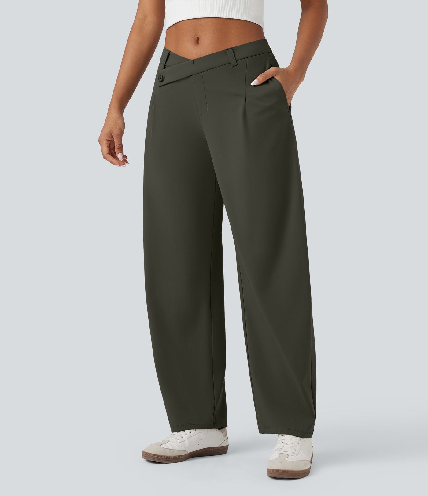 Pantalon tailleur fuselé asymétrique taille moyenne Halara Flex™ DayStretch avec poches