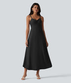 Robe midi à bretelles col V