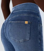 Halara Flex™ Jean bootcut décontracté extensible délavé taille haute à poches multiples
