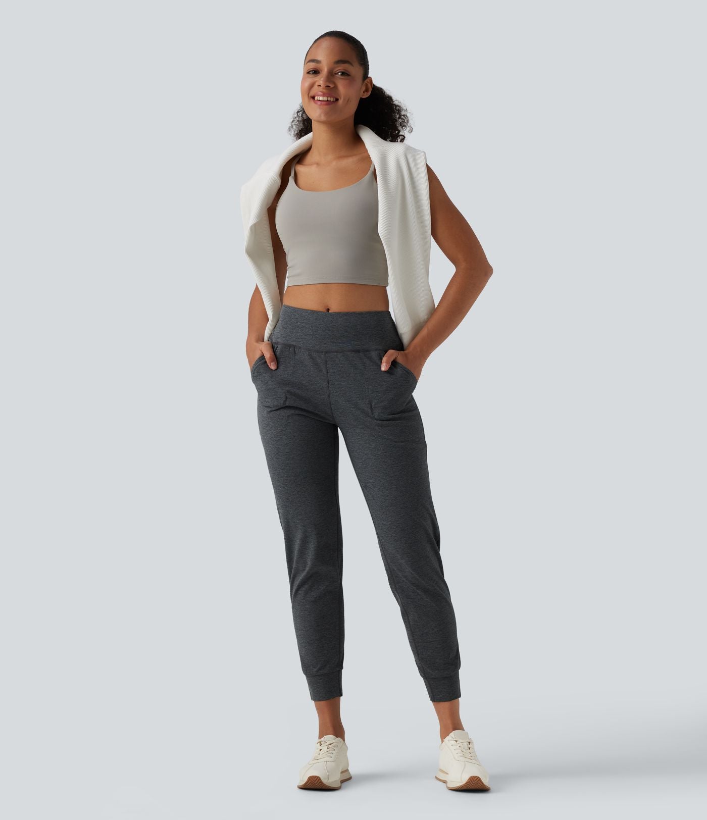 Jogging de yoga taille mi-haute à séchage rapide avec poches