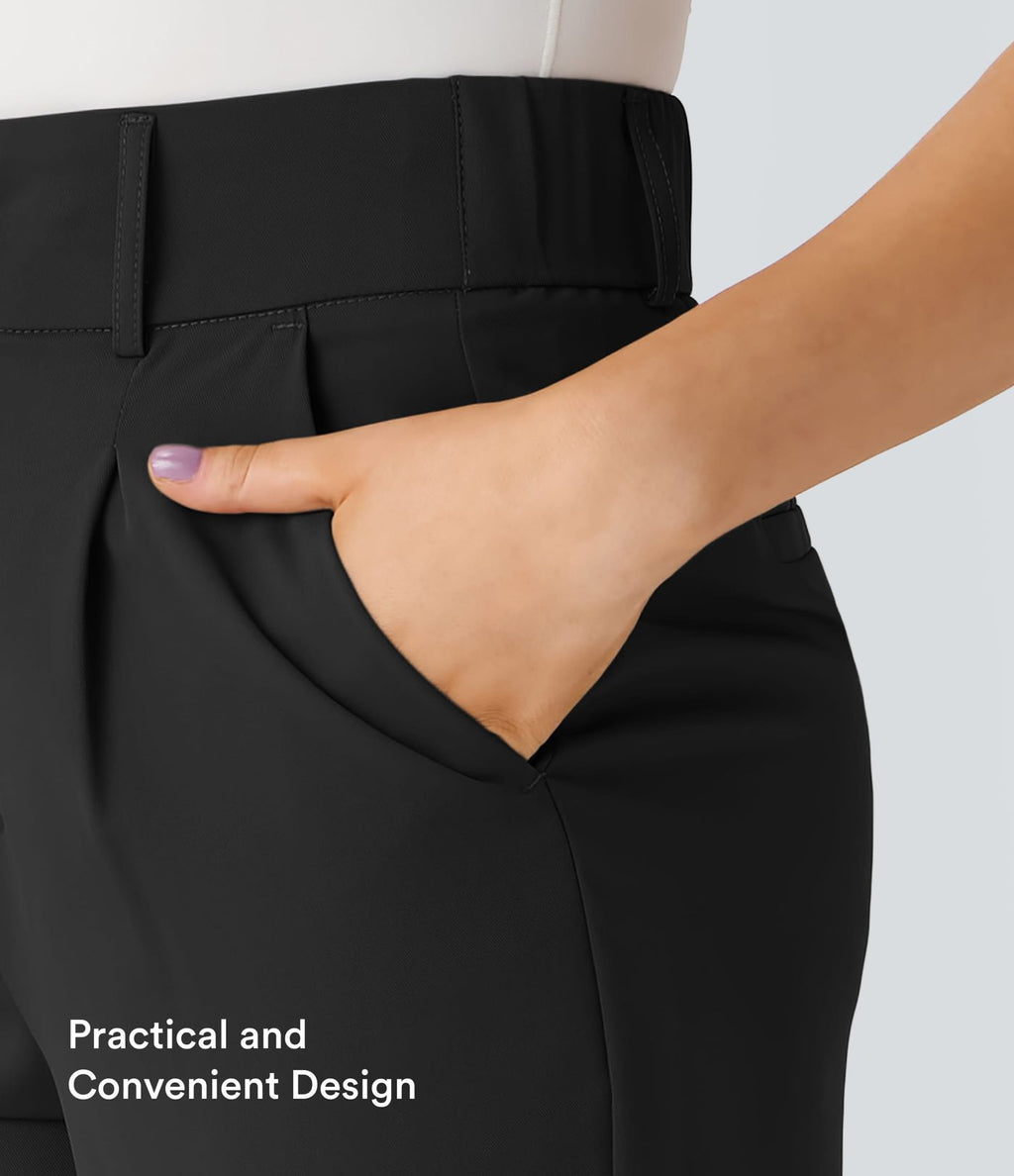 Pantalon tailleur Halara Flex™ fuselé uni, taille haute, avec poches
