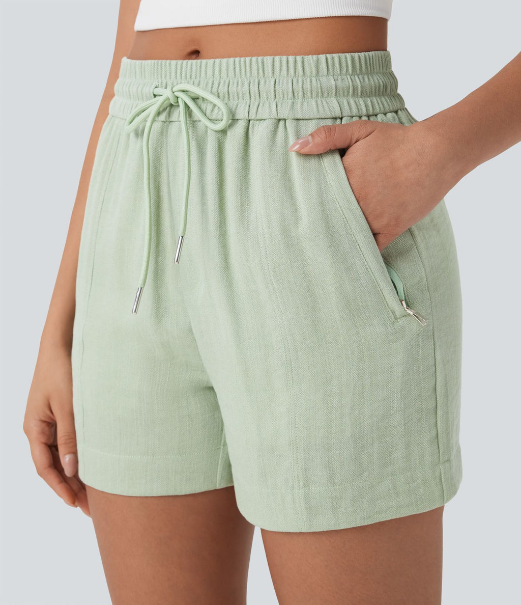 Short tailleur taille moyenne avec cordon de serrage et poches zippées latérales