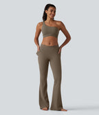 Halara UltraSculpt™ Legging évasé de yoga taille haute en V avec dentelle contrastée et poches