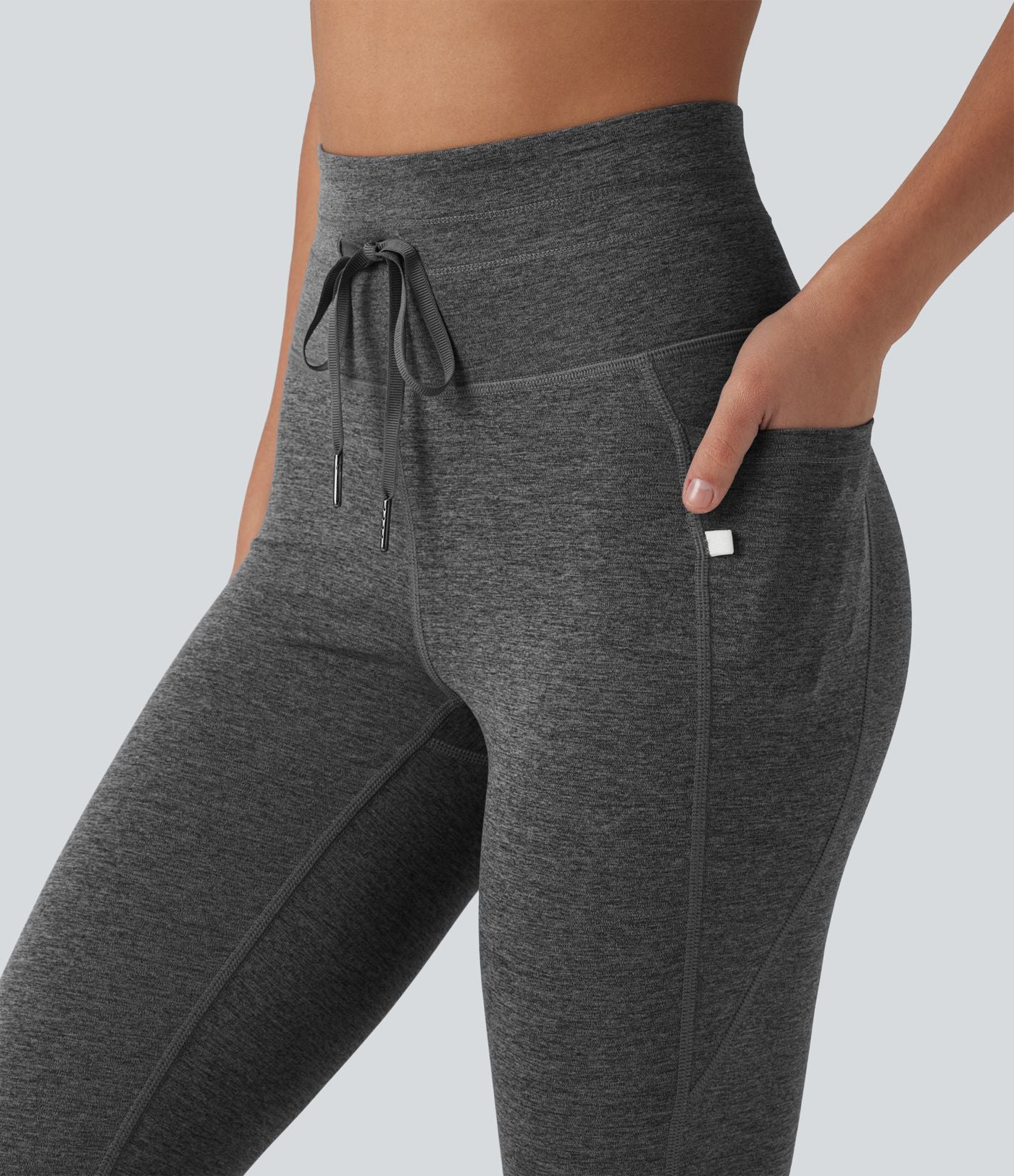 Legging 7/8 de yoga chiné taille haute séchage rapide avec cordon de serrage Halara UltraSculpt™ et poches