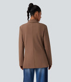Blazer de travail anti-froissage à col cranté et manches longues avec poches