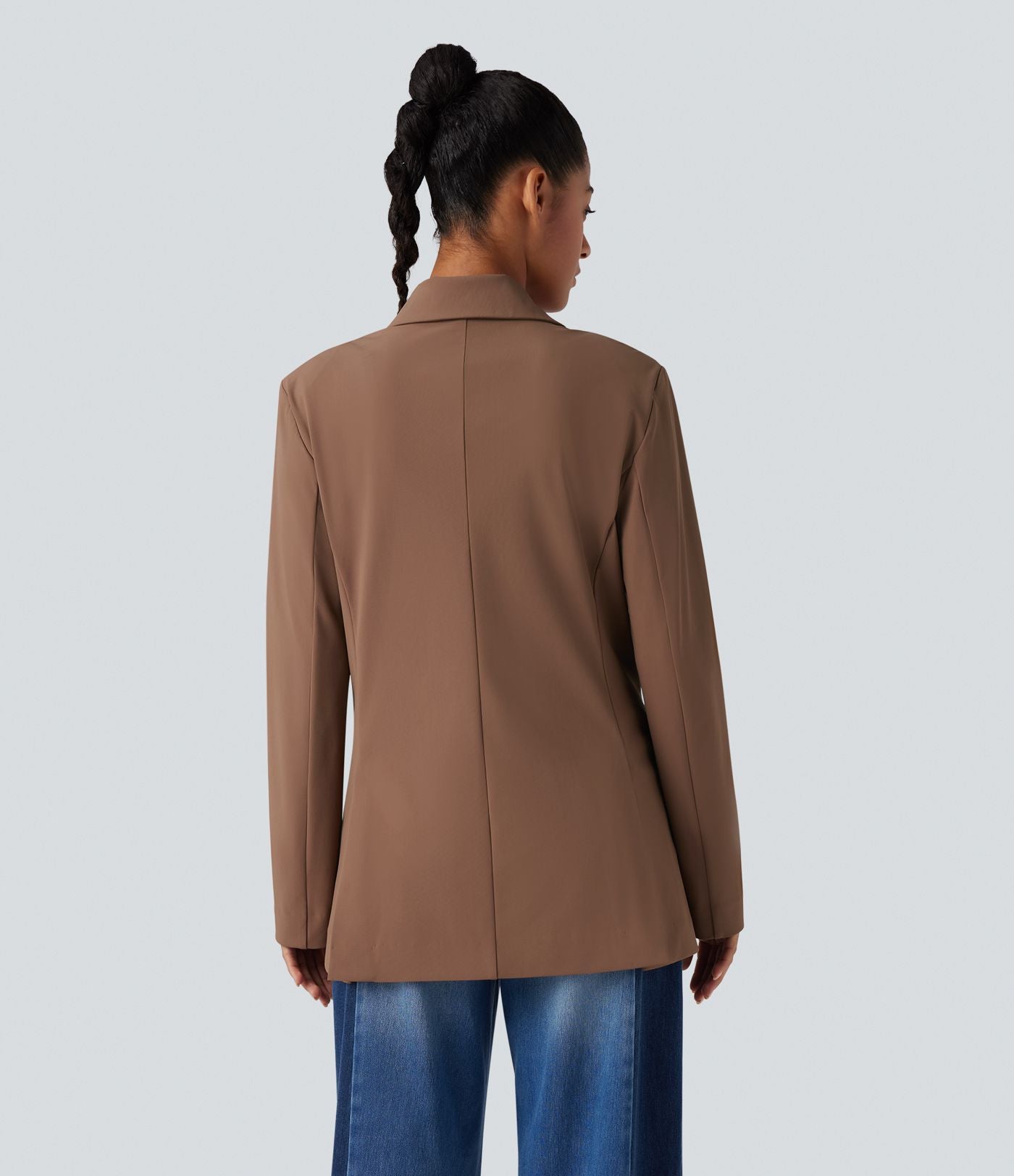 Blazer de travail anti-froissage à col cranté et manches longues avec poches
