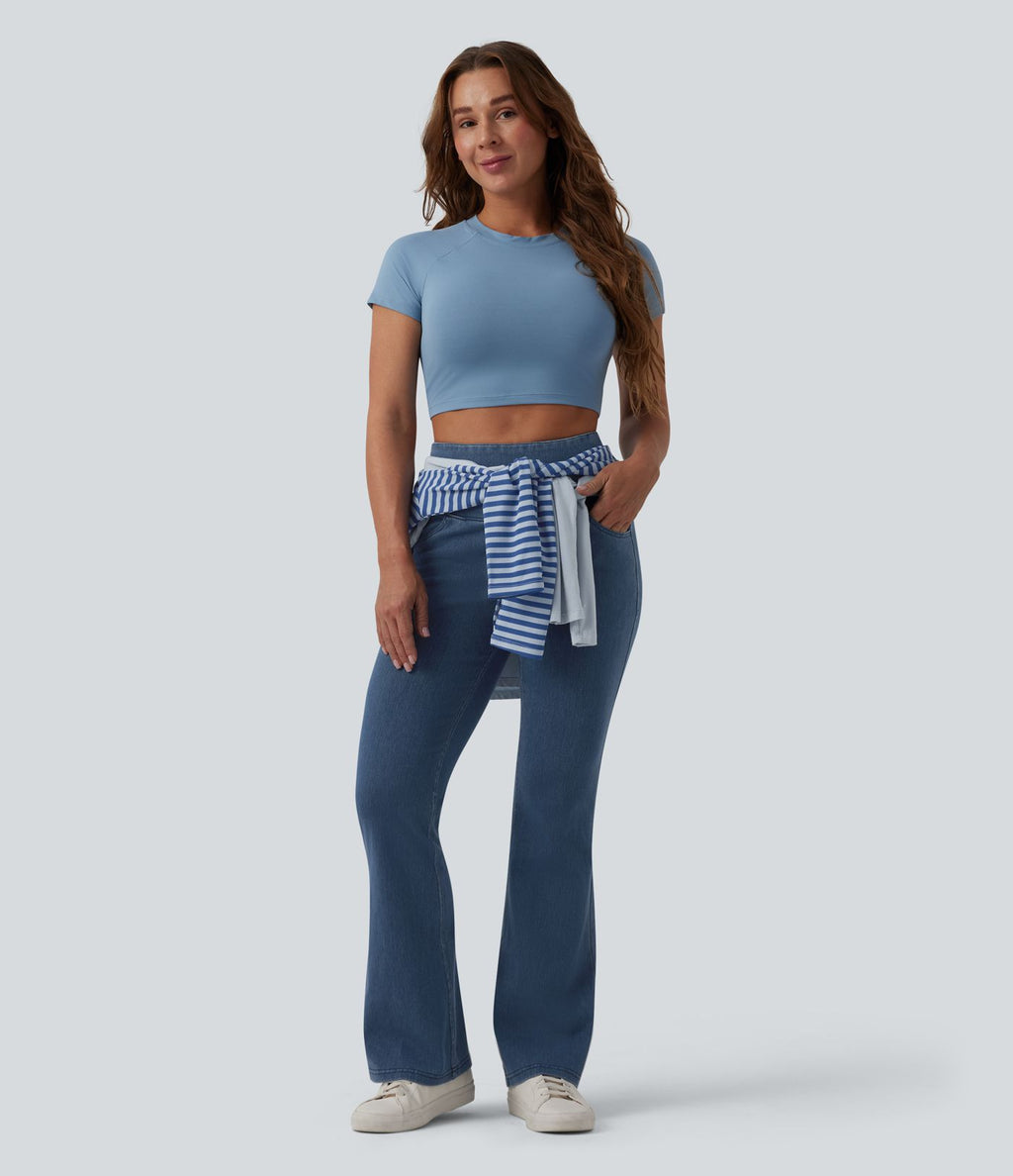 Jean évasé Halara Flex™ casual gainant taille haute avec poches