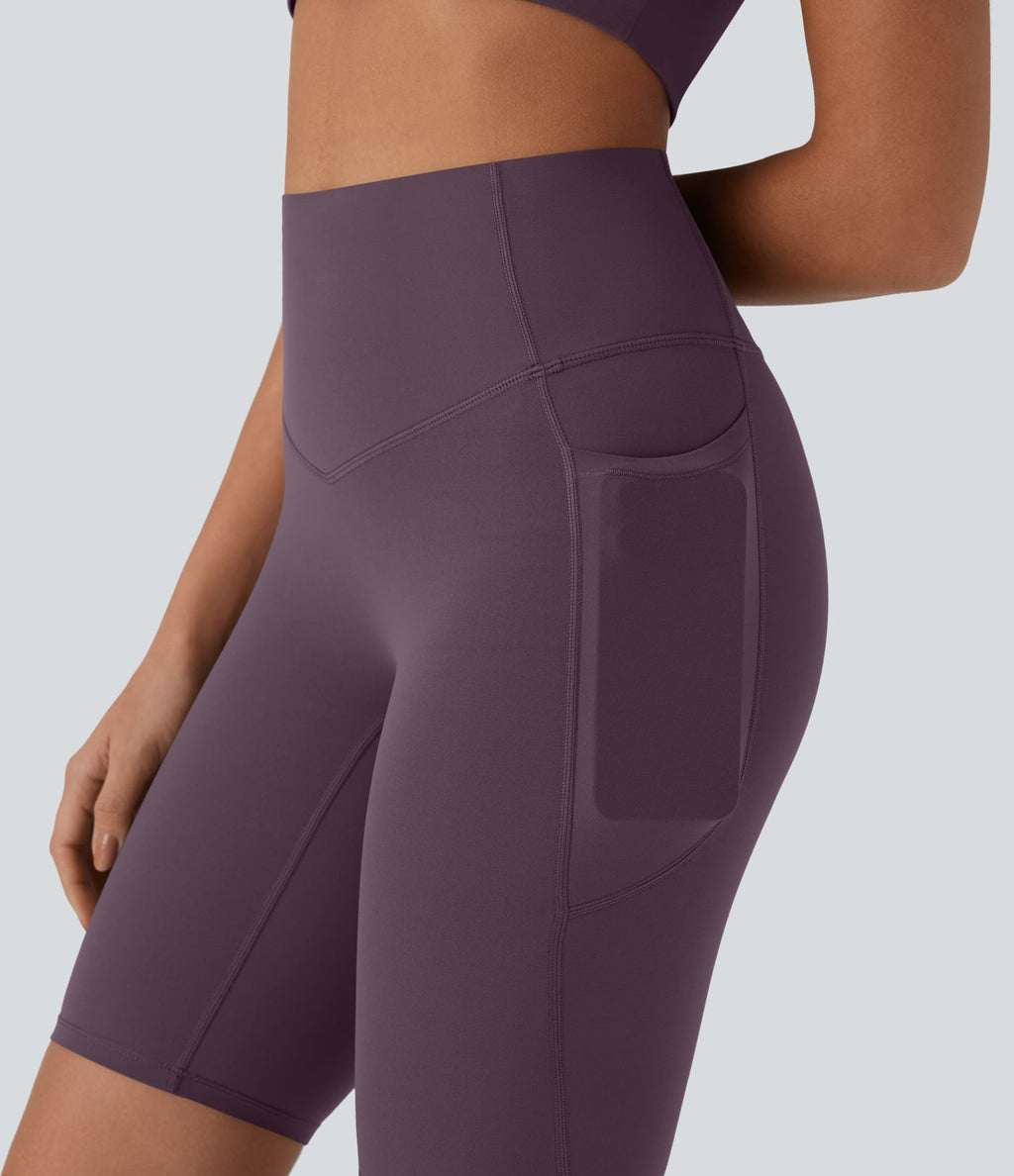 Short cycliste 22,8 cm d'entraînement gainant taille haute avec poches Halara UltraSculpt™