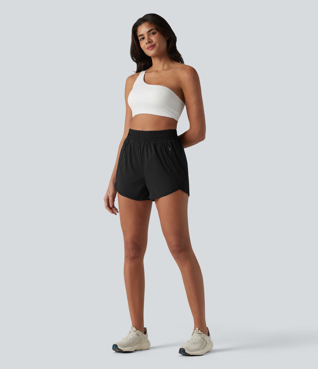 Short de yoga 7,5 cm taille haute à ourlet arrondi et poches