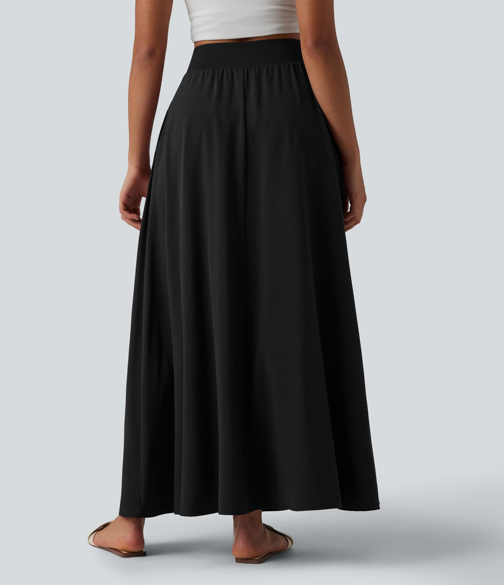 Breezeful™ Jupe maxi décontractée fluide taille haute à séchage rapide avec poches