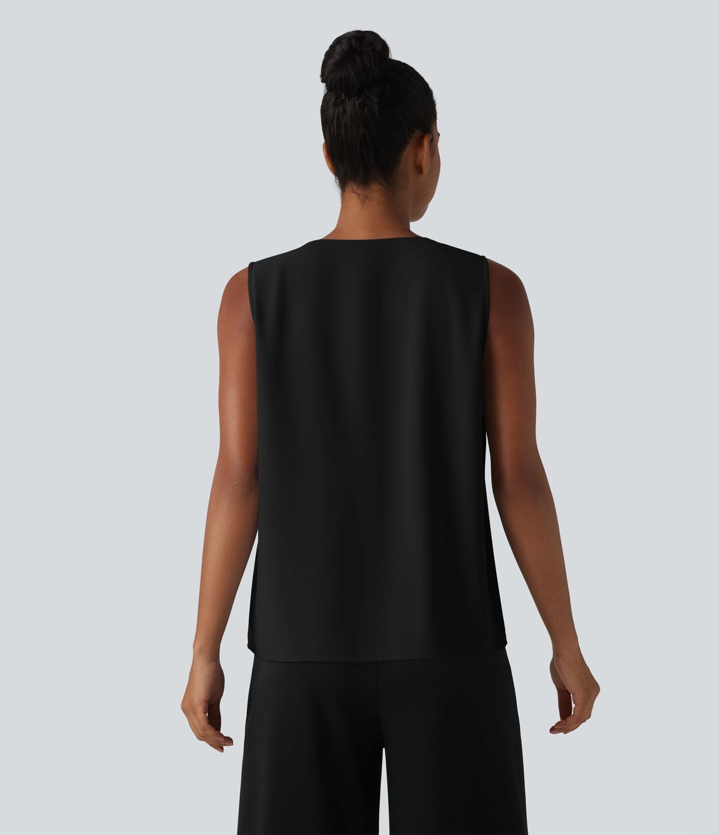 Blouse esprit bureau oversize défroissage facile, sans manches et col V