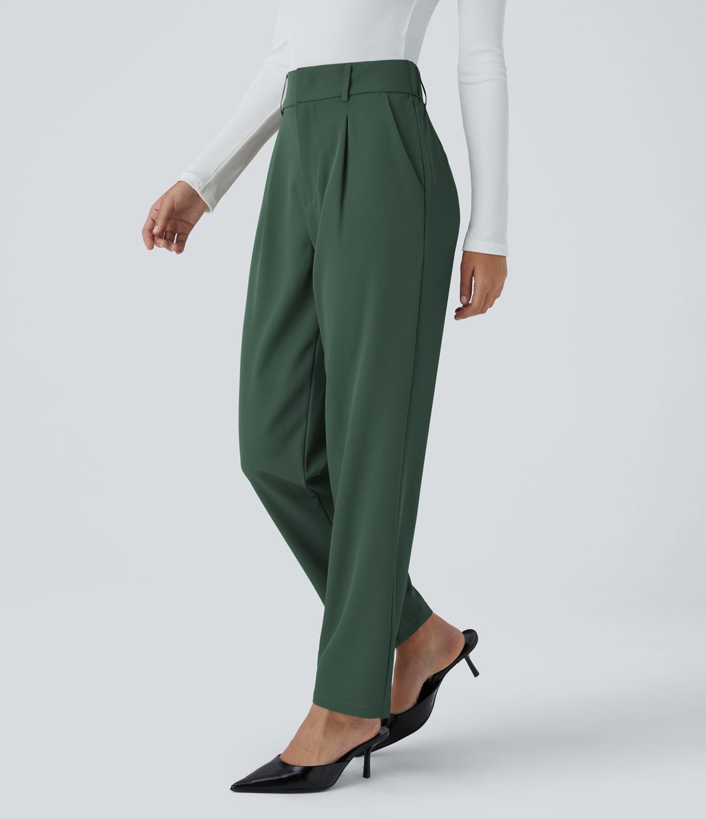 Pantalon tailleur Halara Flex™ fuselé uni, taille haute, avec poches