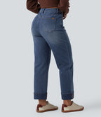 Jean droit 7/8 décontracté Halara Flex™ taille haute avec poches