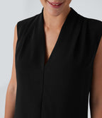 Blouse sans manches col V pour le bureau
