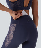 Legging corsaire de yoga taille haute croisé avec dentelle contrastée - Protection UPF50+